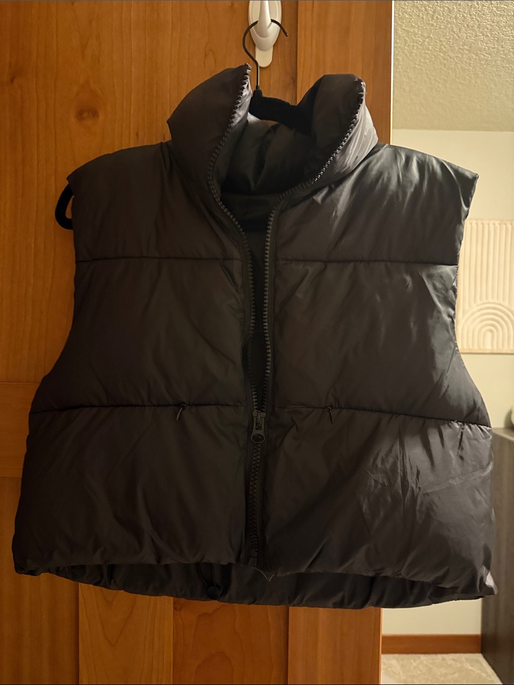 Black Puffer Vest - Sleeveless Quilted Zip Front